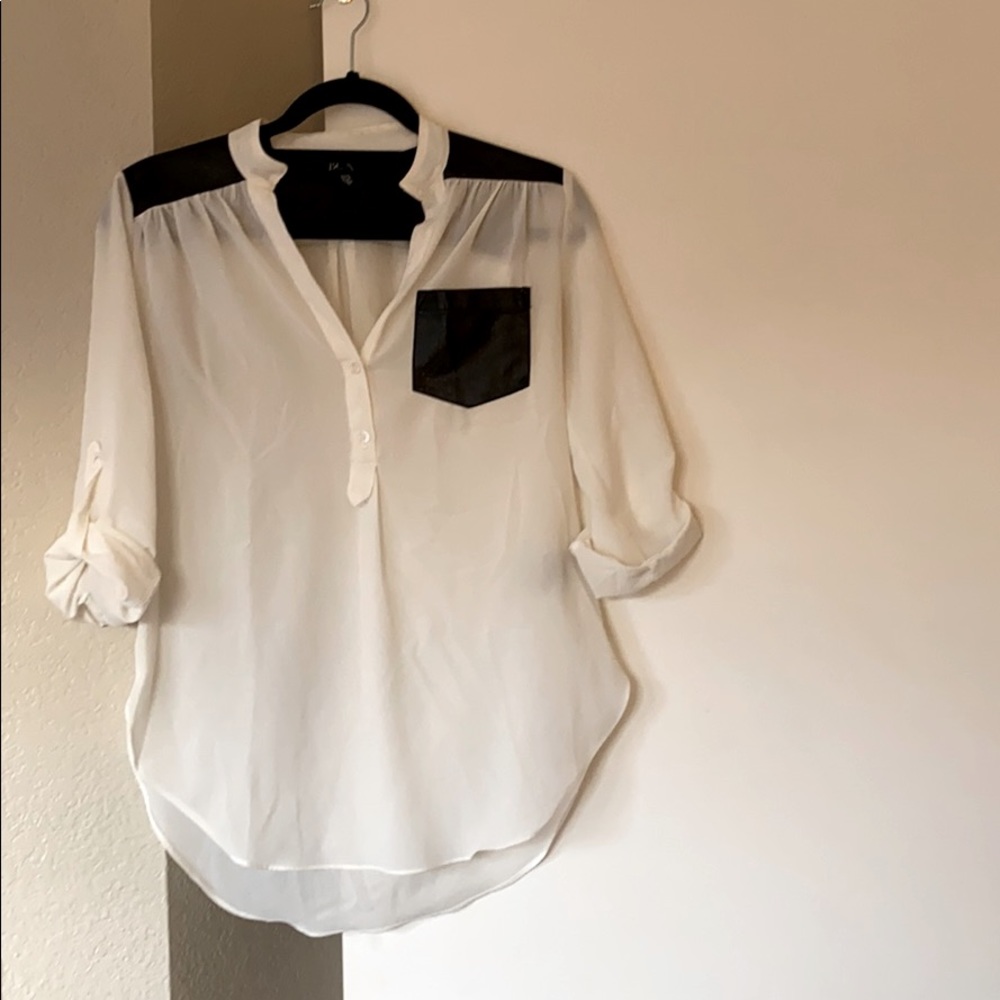 White roll up sleeve blouse